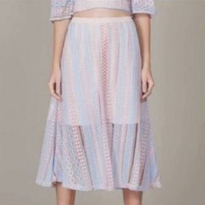 Foxiedox Blue and Pink Crochet Boho Fairycore Regencycore Lace Skirt Size S
